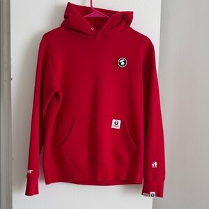 Bape Red Hoodie with Ape Head Patch